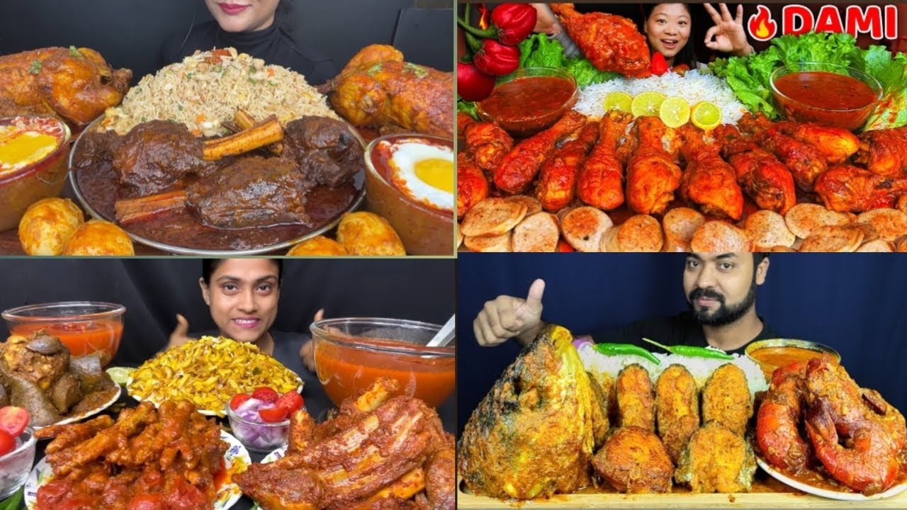 SPICY MUTTONCURRY, CHICKEN LEGCURRY, FISH CURRY😛, CHICKEN FEET CURRY EATINGCHALLENGE