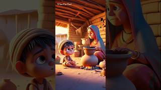 In a village hut, a small child sat beside a clay stove 🥹#aivideo #emotionalstory