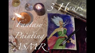 ASMR Relaxing Fantasy Watercolor Painting - 3 HOURS (no talking) soft brush strokes screenshot 4