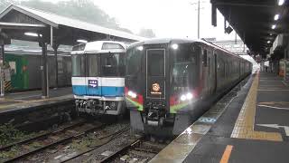 ２７００系　特急うずしお６号　岡山行き　豪雨の徳島駅を発車