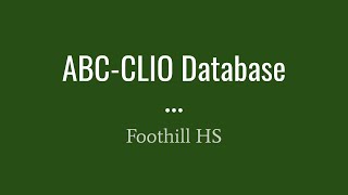 ABC CLIO Database