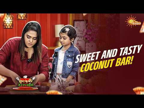 Coconut Pista Bar by little chef 😍 | Kutties Kitchen | Adithya TV