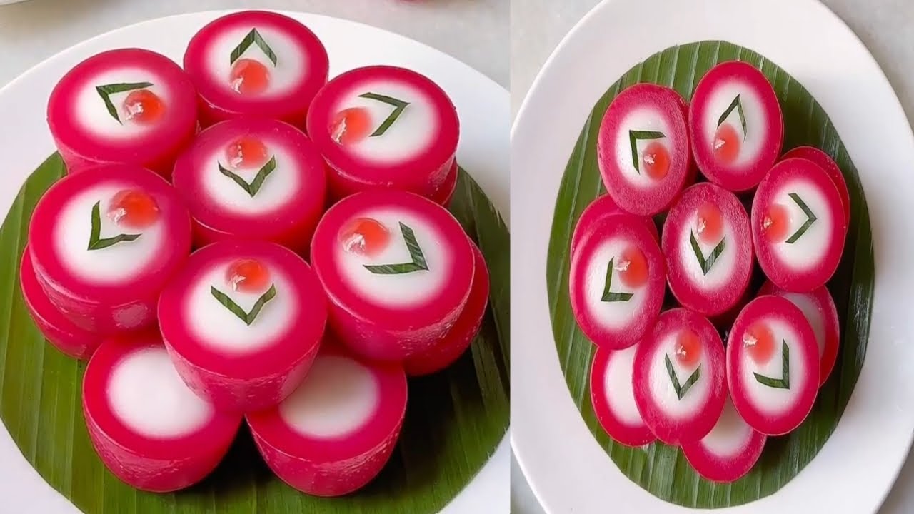 coconut milk strawberry pudding cake! coconut milk dessert! yummy and