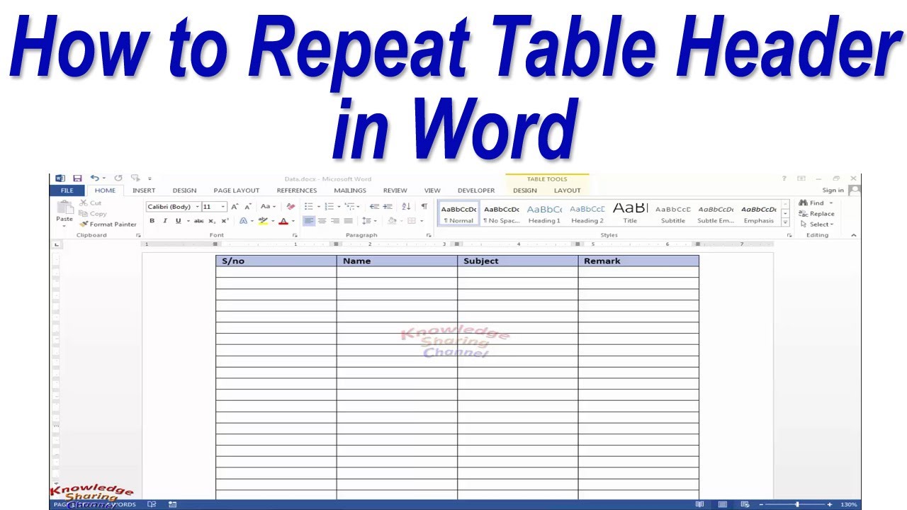 How to Repeat Table Header in Word