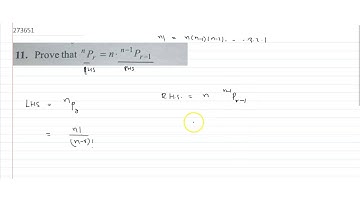11. Prove that `nP_r = n (n-1)P_(r-1)`