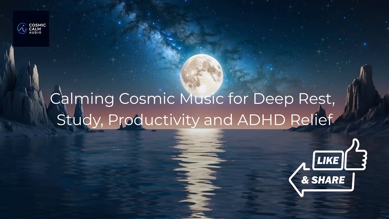 Full Moon Reflection • Ocean Waves Ambient Sleep • Calming Cosmic Music for Deep Rest, study, ADHD