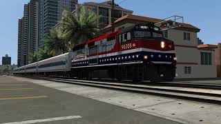 TS2020: Amtrak Pacific Surfliner Train 579 To LA Union Station departing Santa Fe Depot Station