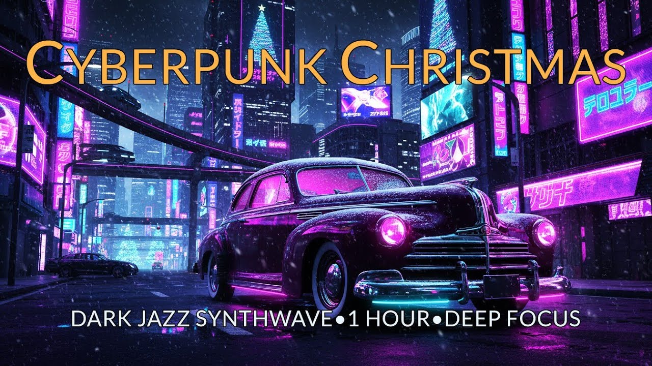 1 Hour Synthwave Jazz for Winter Focus - Christmas Tokyo After Dark