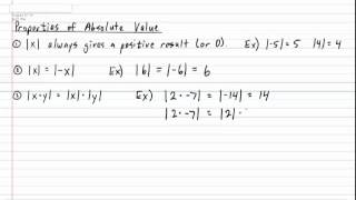 Properties of Absolute Value