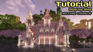 Building a Relaxing Cherry Blossom Castle in Minecraft | Calm Ambience#Minecrafttutorial #StepbyStep screenshot 2