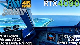 [MSFS RTX 4090] Crystal Water Landing BoraBora (NTTB) RNP A320 [Ultra Settings] 4K