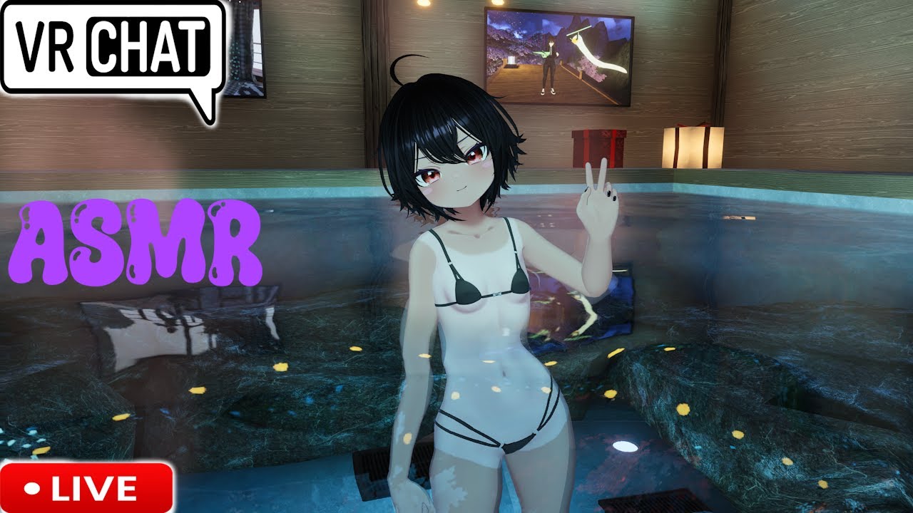 VRChat ASMR stream: Pool day, oil, water splashes
