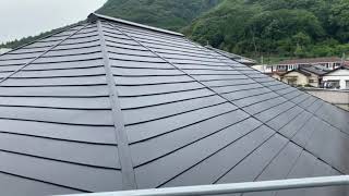 スレート瓦　屋根飛散防止　板金工事　完成