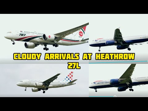 Cloudy arrivals at Heathrow 27L