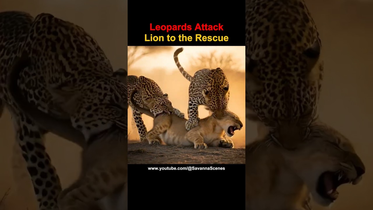 Leopards Attack Lion to the Rescue 