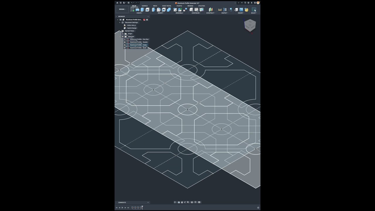 Aluminum Profile Generator Script V2 for Autodesk Fusion