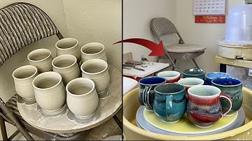 764. Production Making 8 Round Belly Mugs with Hsin-Chuen Lin，Part I ~Throwing 林新春 馬克杯拉坯示範