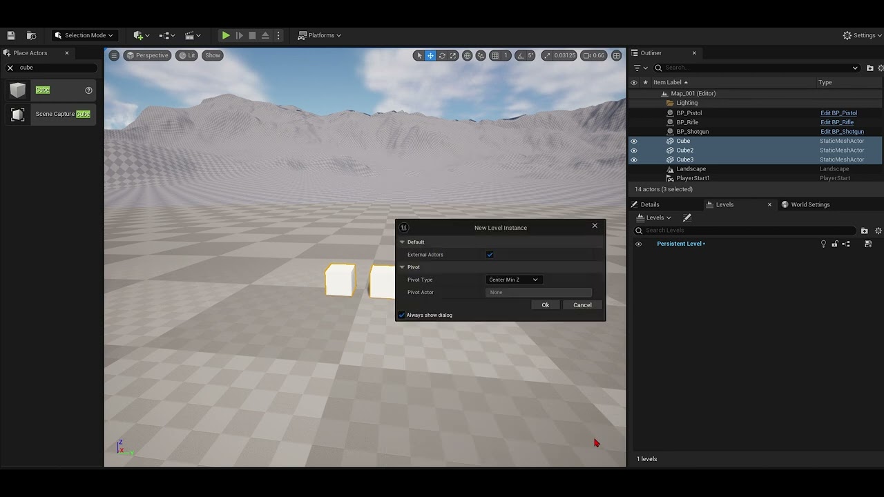 Unreal Level File Example Unreal Level Instance 001 How to create Level Instance - YouTube