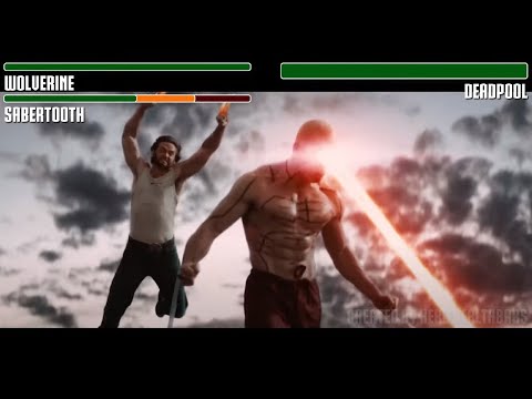 Wolverine and Sabertooth vs. Deadpool fight WITH HEALTHBARS (PART 2) | HD | X-men Origins: Wolverine