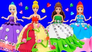 Disney Princesses Dress Up - Making Awesome Clay Outfits for Mini Dolls