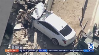 Jurupa Valley man jumps out of the way seconds before suspect driver crashes into yard