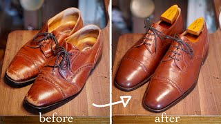 Subtitled | Shoe repair | The damaged and faded rag shoes have been revived! | Shoe polish