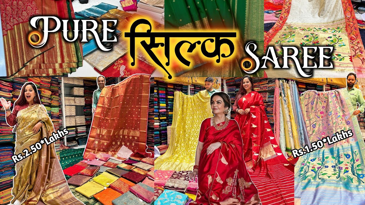 PURE SILK SAREE in Mumbai | Silks of India with Price | Mumbai's Best Saree Market | Saree Draping