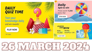 Funzone Amazon All Quiz Answers Today | 26 March 2024 | @dailyquiztime #amazonfunzon