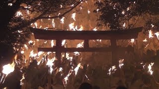 暗闇に浮かぶ炎の帯 和歌山・新宮のお灯まつり
