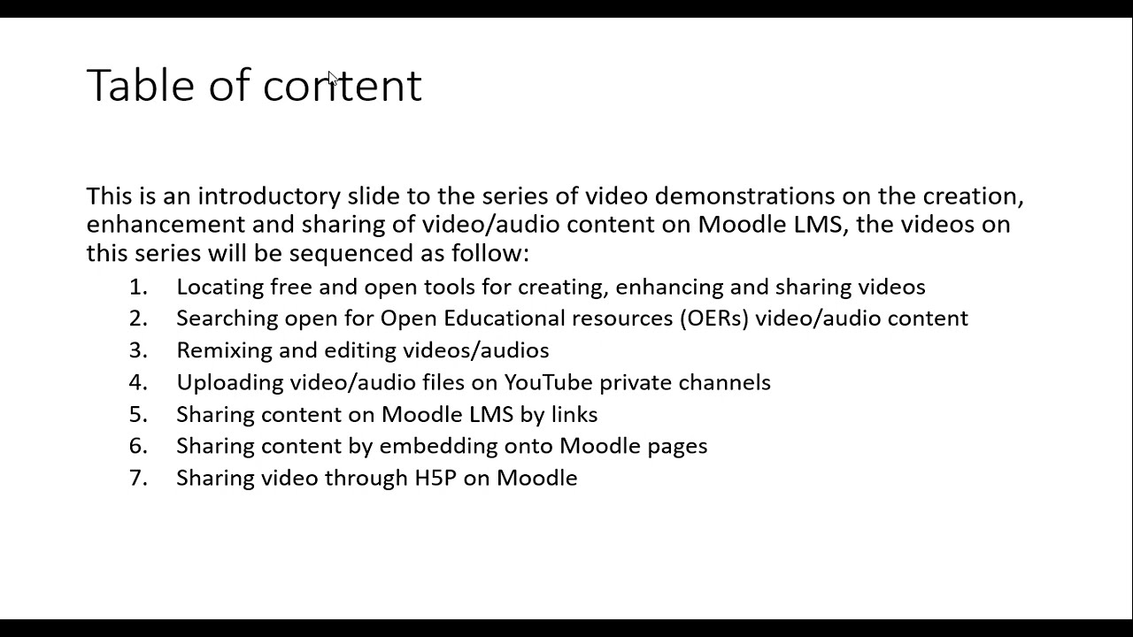 Developing and sharing audios and video content on Moodle LMS