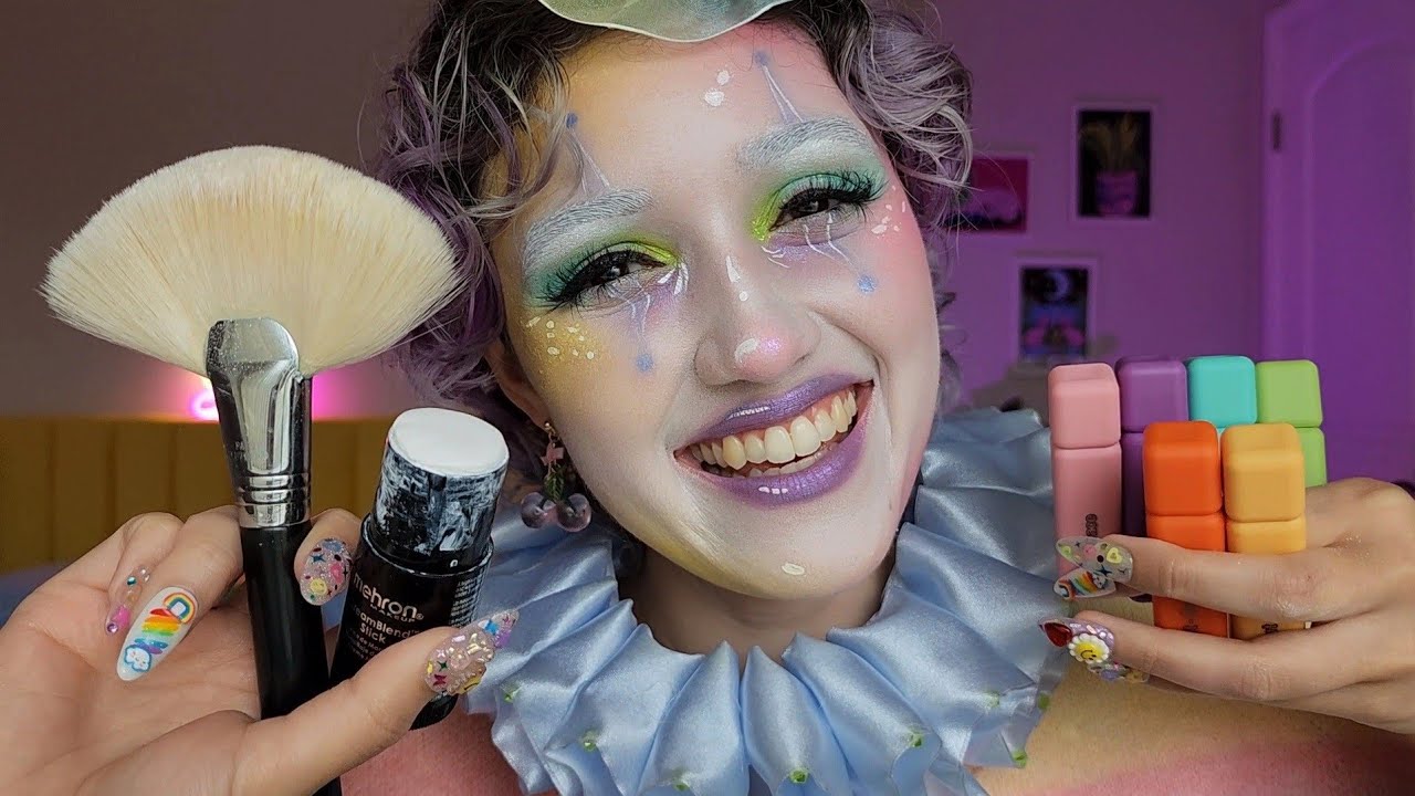 ASMR Friend Does Your Clowncore Makeup 🎪 (personal attention, pampering, layered sounds, sleep aid)