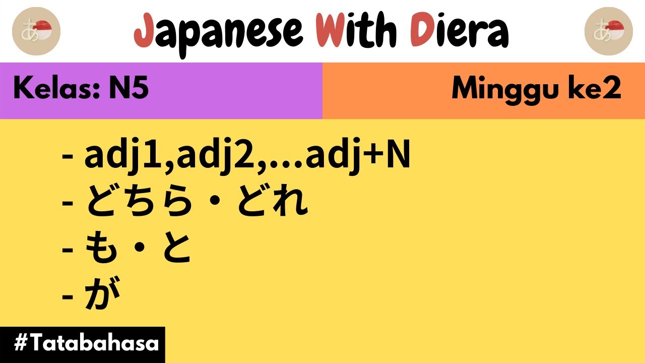 6. Kelas: N5; Minggu ke 2; Pelajaran: Tatabahasa