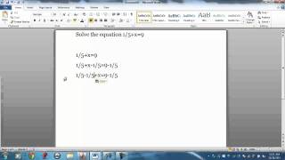 Solve the equation 1/5+x=9 by Tim Manzke