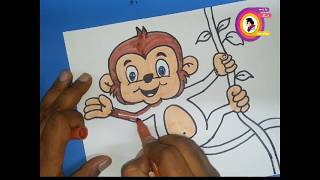 طريقة رسم قرد  ( حديقة الحيوان ) تعليم الرسم للمبتدئين