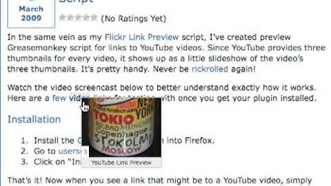YouTube Link Preview - Greasemonkey Script