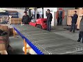 YiFan PU Belt Driven Roller Conveyor for Soap Powder Bags Video