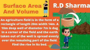 An agriculture field is in the form of a rectangle of length 20m width 14m. A 10m deep well of