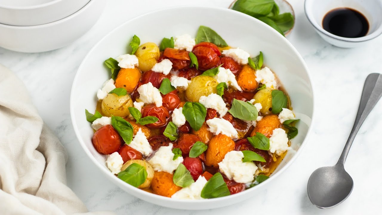 Roasted Tomato Caprese Salad Recipe YouTube
