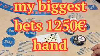 Ultimate Texas Hold em ! my biggest bets 1250€ hand screenshot 1