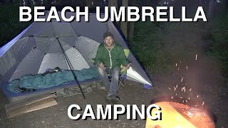 Camping Under Beach Umbrella