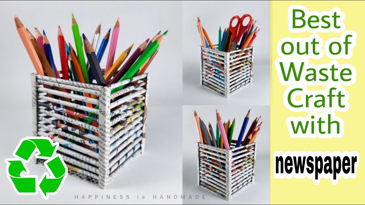 How to Make Pen Stand With Newspaper | DIY Newspaper Pen Stand | Best out of Waste Crafts