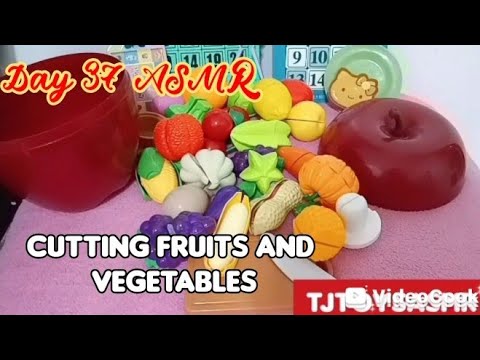 Day 37 ASMR Satisfying with Cutting Velcro Fruits and Vegetables Kitchen Set Roleplay