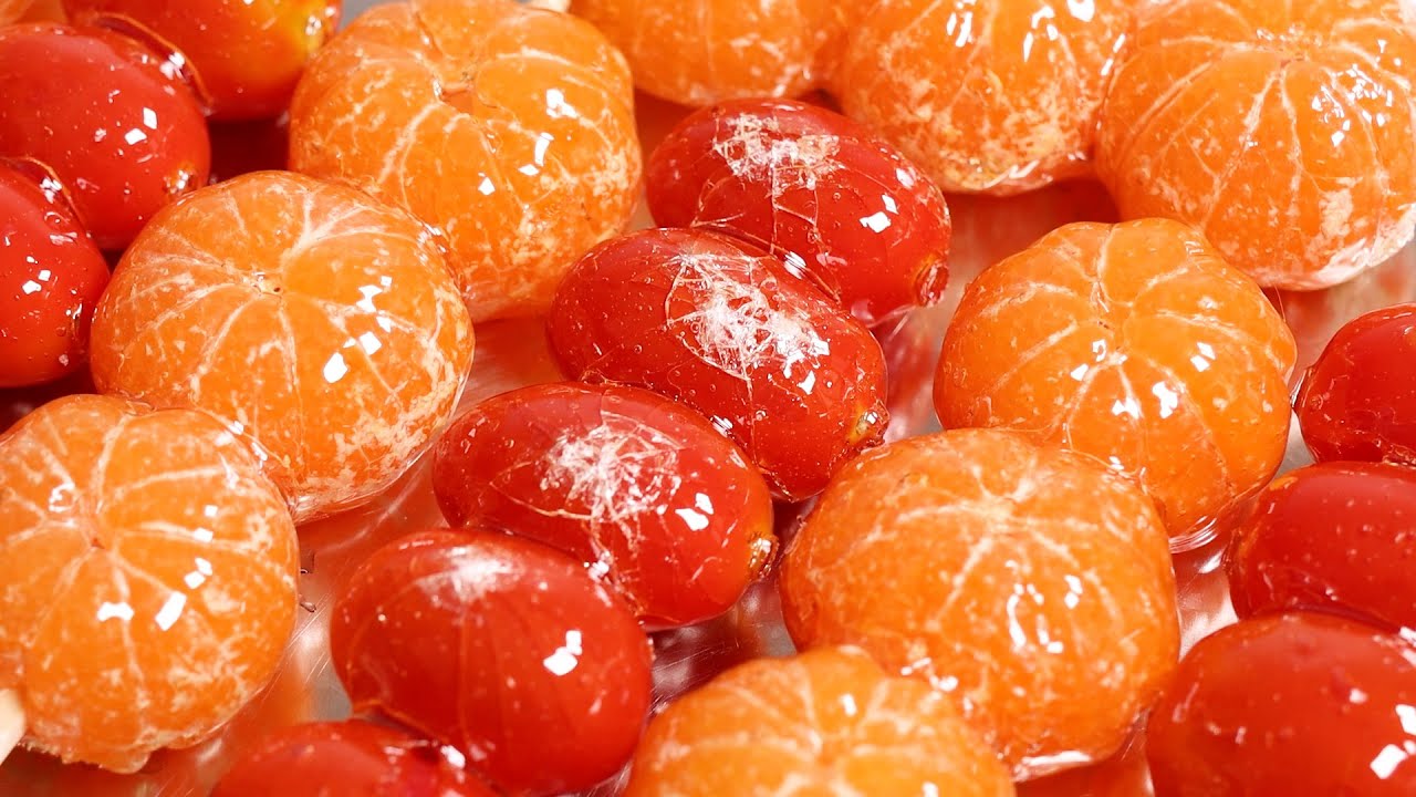 [최초공개] 왕가탕후루보다 얇게? 설탕도 적게 쓰고 냉장보관까지? 이것만 준비하세요 탕후루 만들기 끝판왕 Thin and crispy Tanghulu recipe