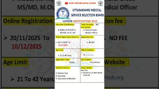 😱 UKMSSB Medical Officer Recruitment 2025 #shorts #trending #viral #ukmssb #governmentjobs