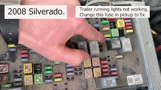 TRAILER RUNNING LIGHTS NOT WORKING (CHECK FUSE IN PICKUP) 2003 H2 Hummer Trailer Running Lights Have Power