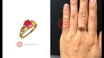 Nhẫn nữ đá ruby thiên nhiên yên bái may mắn vàng tây 10k