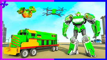 Green flying train robot transforming game into miami city space robot Games Android gameplay