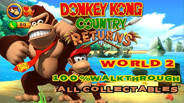 DK Country Returns - World 2 - 100% All Kong Letters & Puzzle Pieces 60fps