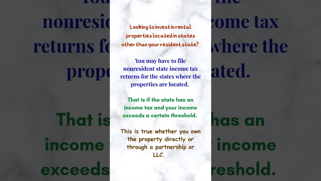 Investment Property in Nonresident States and Tax Filing Requirements