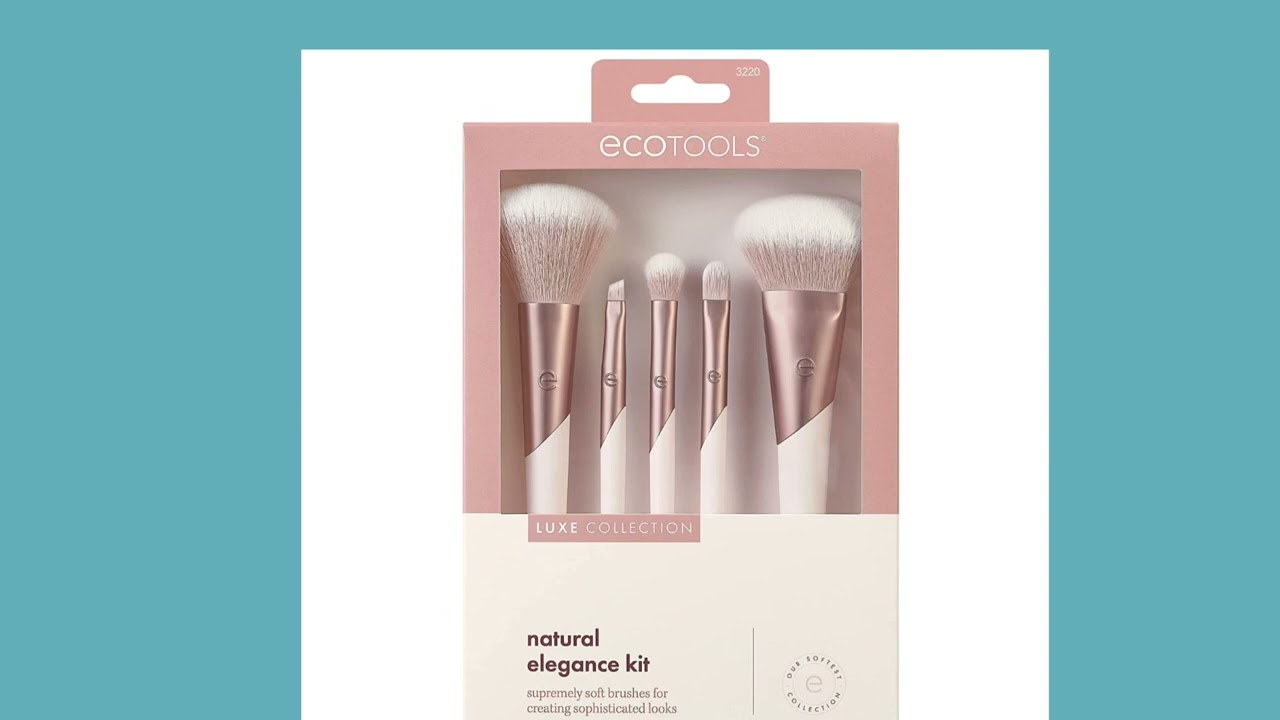 EcoTools Luxe Natural Elegance Professional Face Makeup & Foundation Brush Set, Premium Brush Kit